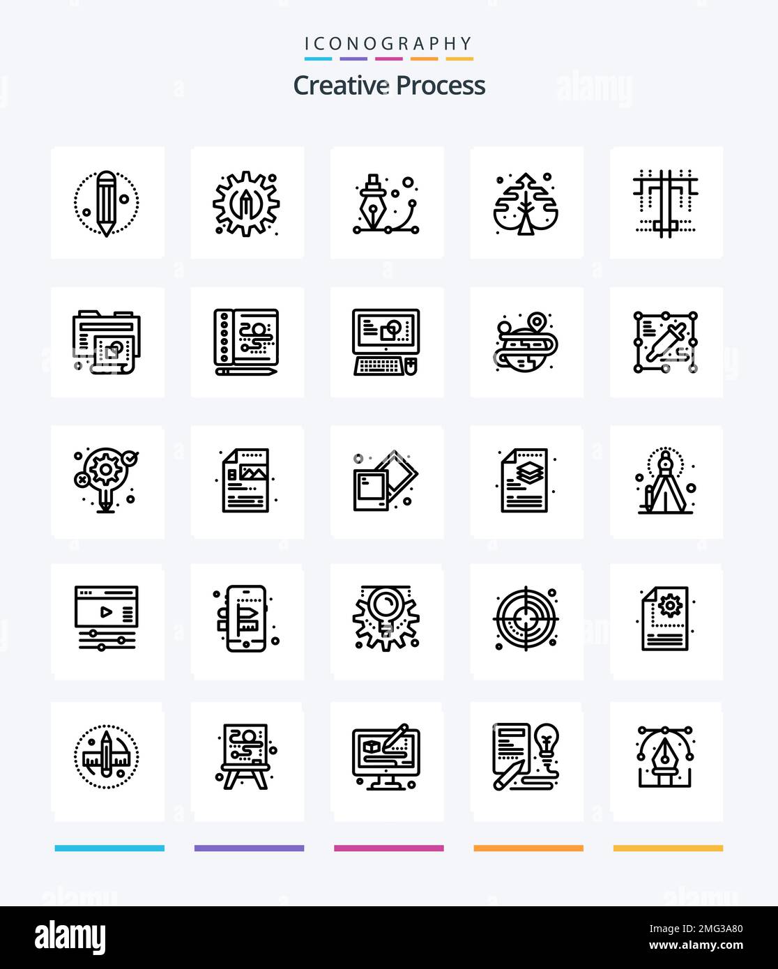 Creative Creative Process 25 OutLine icon pack  Such As new. creative. plant. type. creative Stock Vector