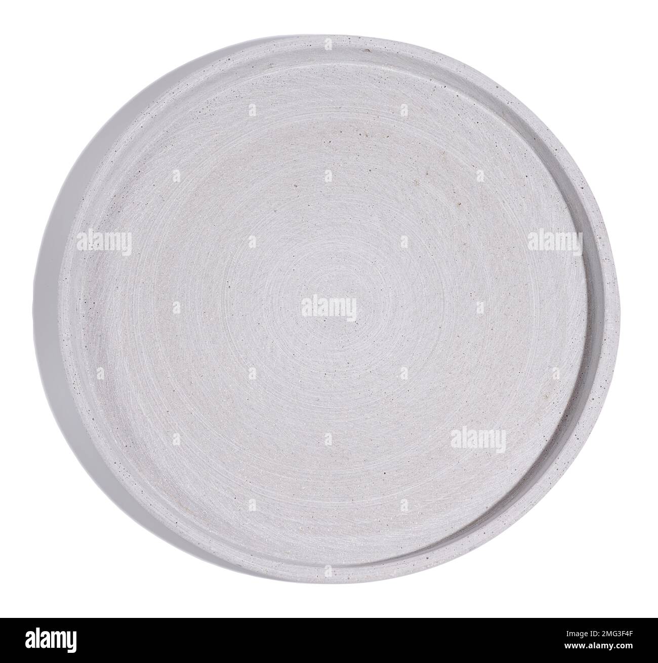 Empty round gray stone plate isolated on white background, top view ...