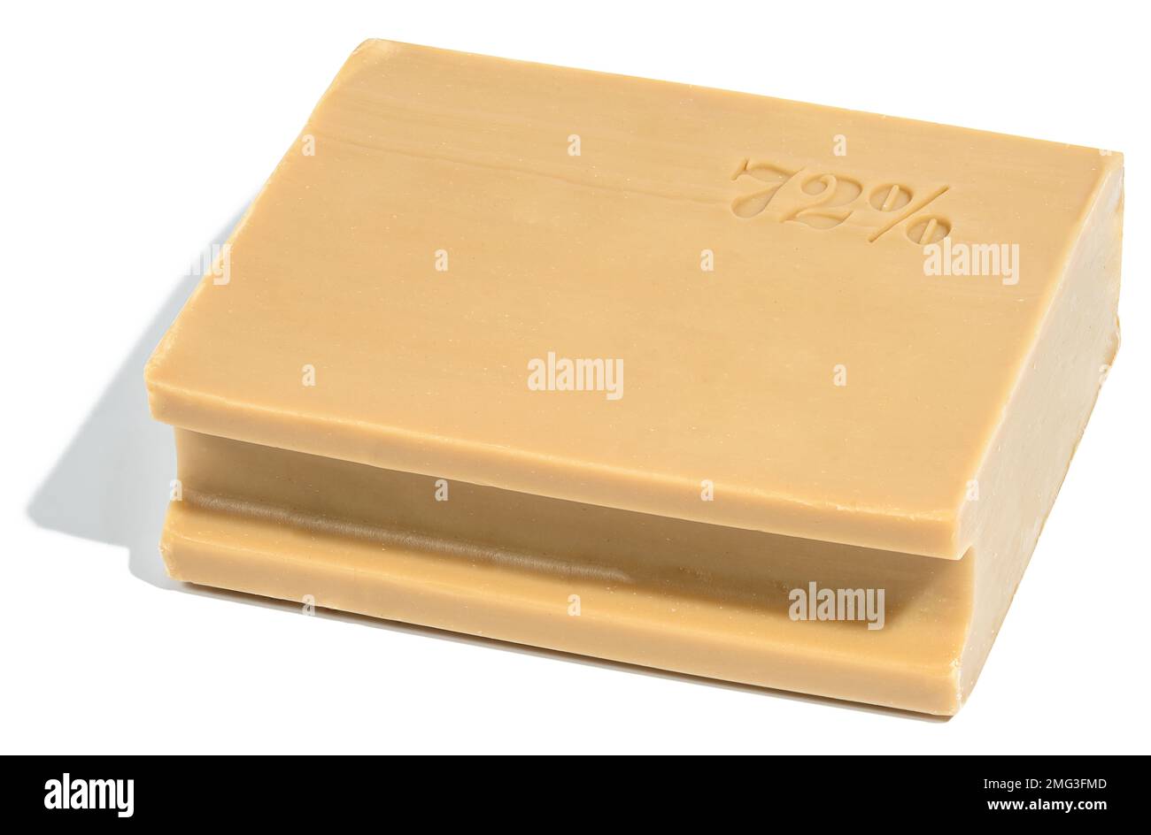Rectangular brown laundry bar of soap on a white isolated background Stock Photo
