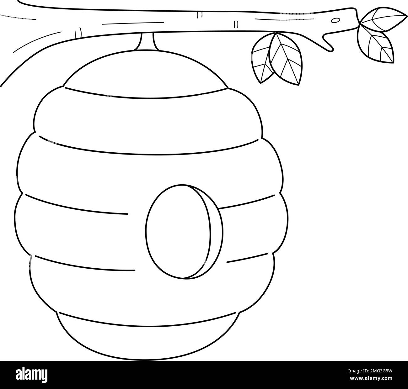 Spring Beehive Isolated Coloring Page for Kids Stock Vector Image & Art
