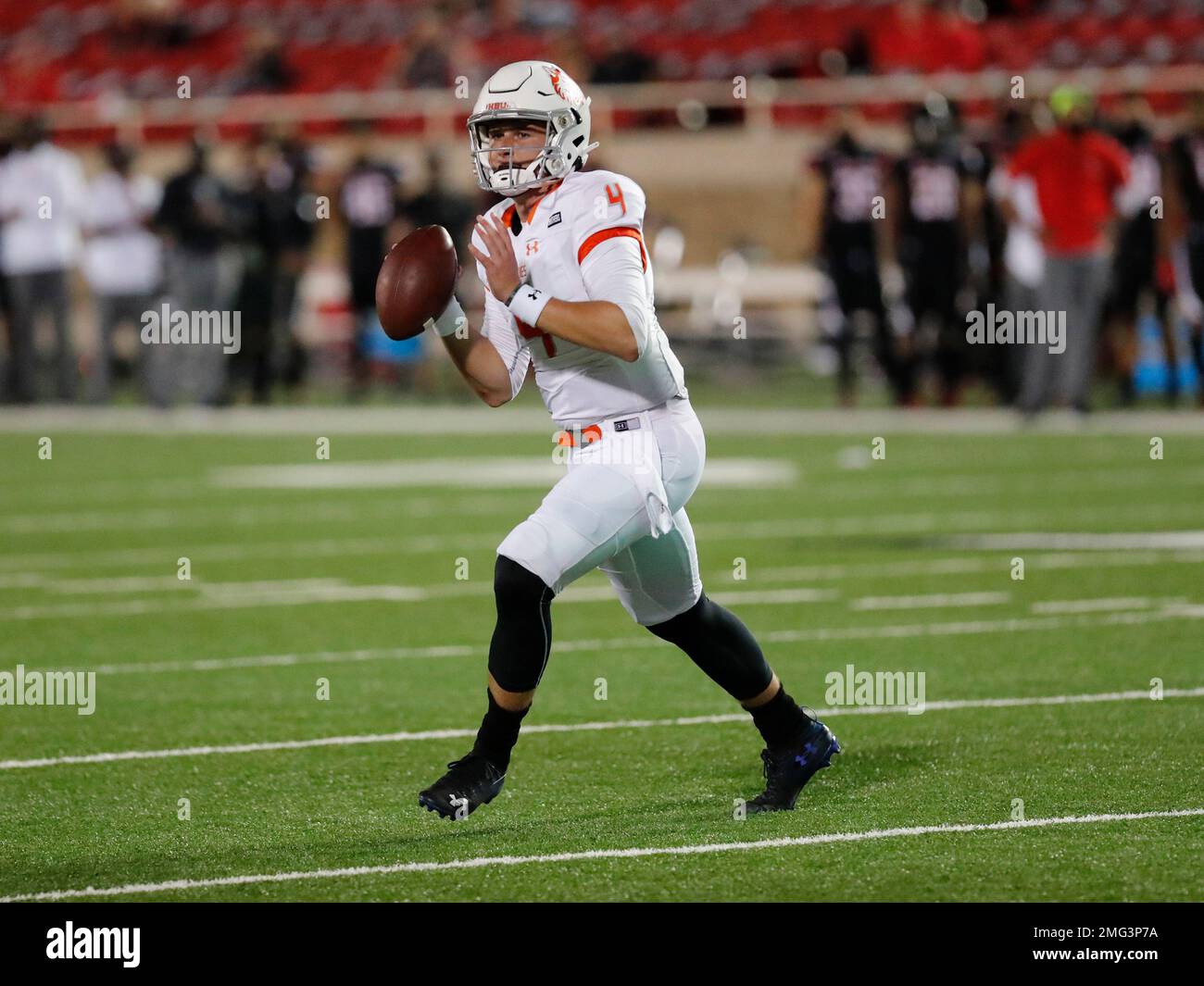 Houston Baptist quarterback Bailey Zappe in action during an NCAA
