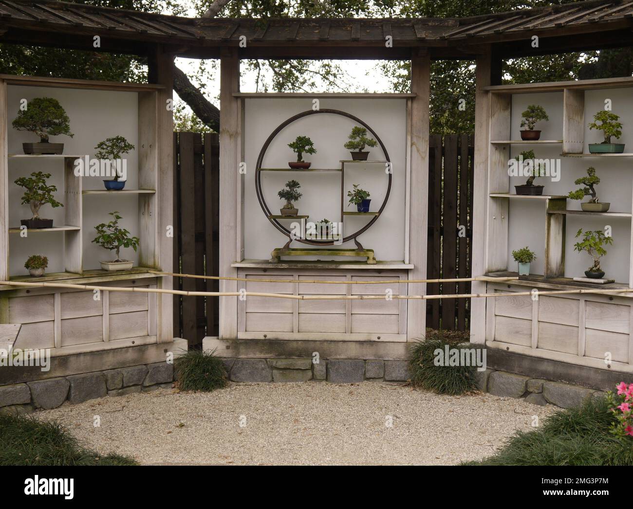 Shohin bonsai alcove in the Upper Bonsai Court, Bonsai Collection at Huntington Botanical