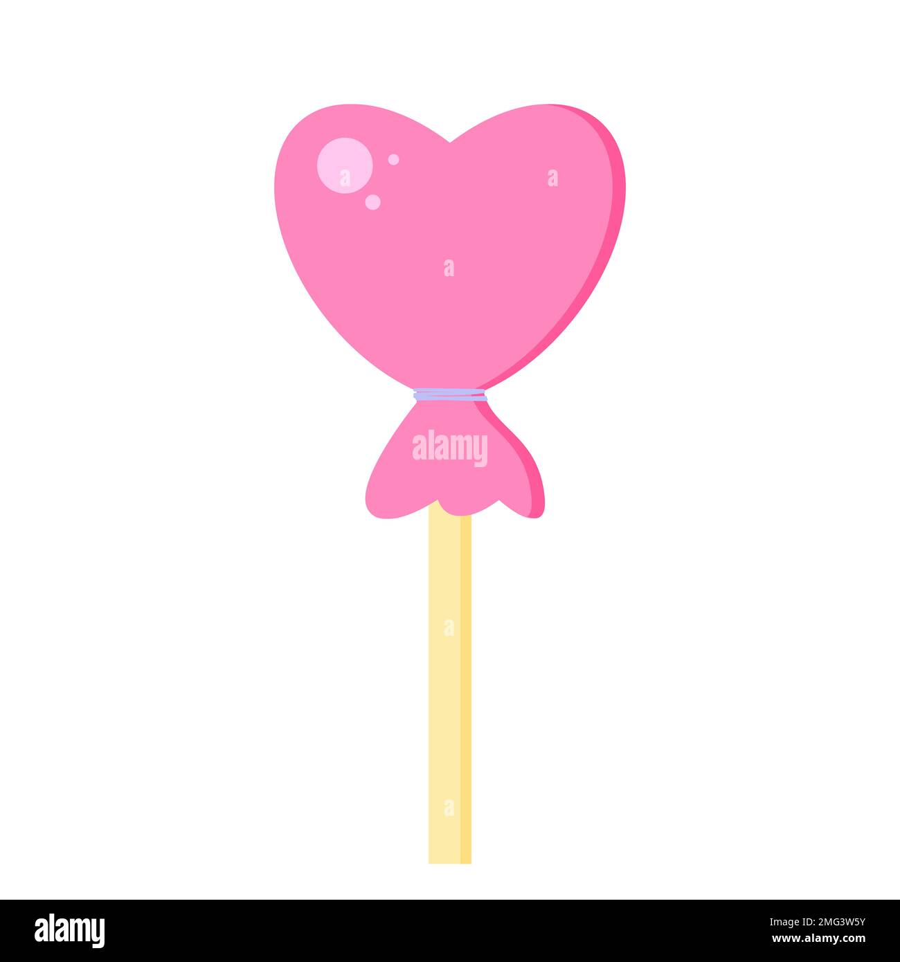 Heart shaped pink sweet lollipop hard candy on a stick. Cute romantic