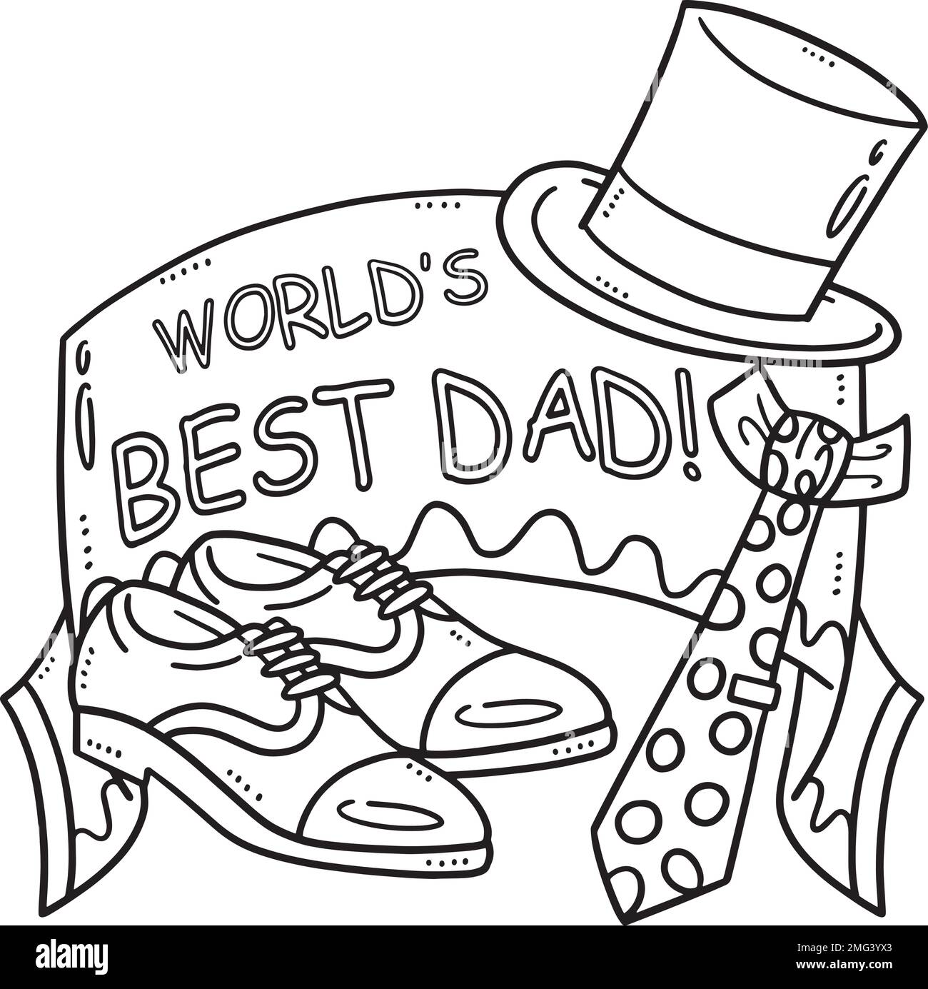 Fathers Day Worlds Best Dad Isolated Coloring Page Stock Vector Image ...