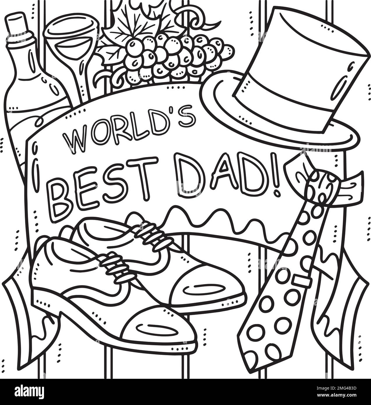 fathers-day-worlds-best-dad-coloring-page-for-kids-stock-vector-image