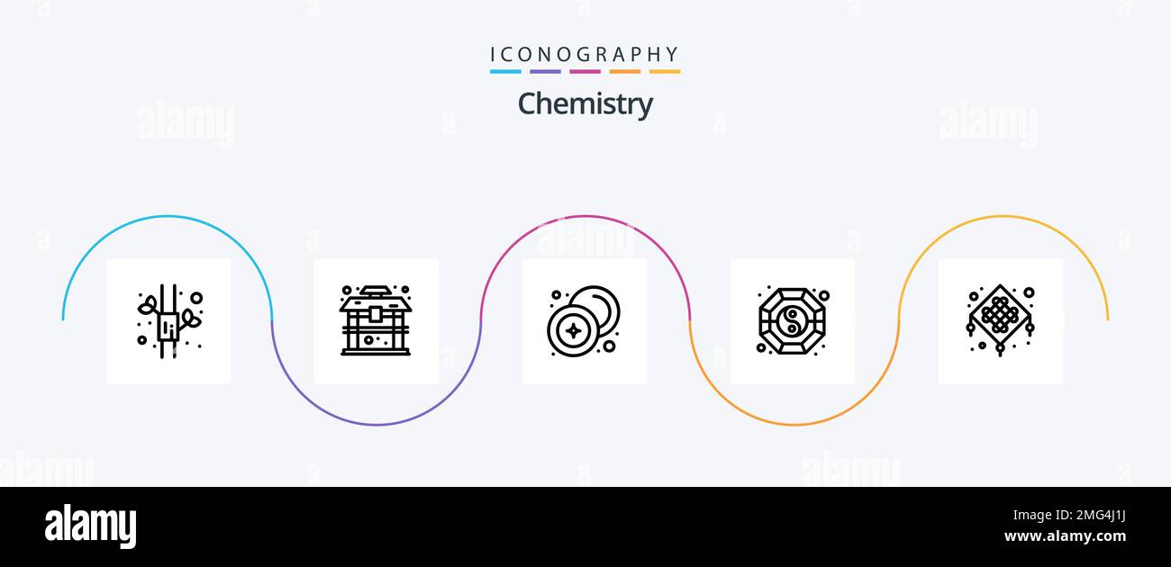 Chemistry Line 5 Icon Pack Including lantern. ying. chinese. yang. fang ...