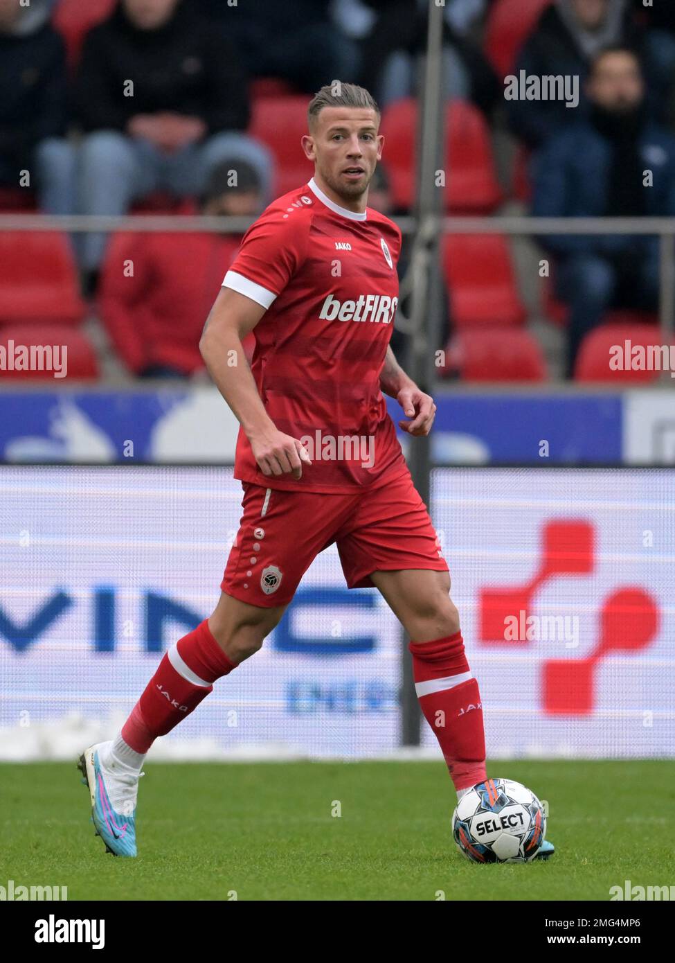 Antwerp, Belgium. 28th June, 2023. Illustration picture shows a print of 23  Antwerp's Toby Alderweireld and the exact game clock moment when he scored  the winning goal at KRC Genk printed on