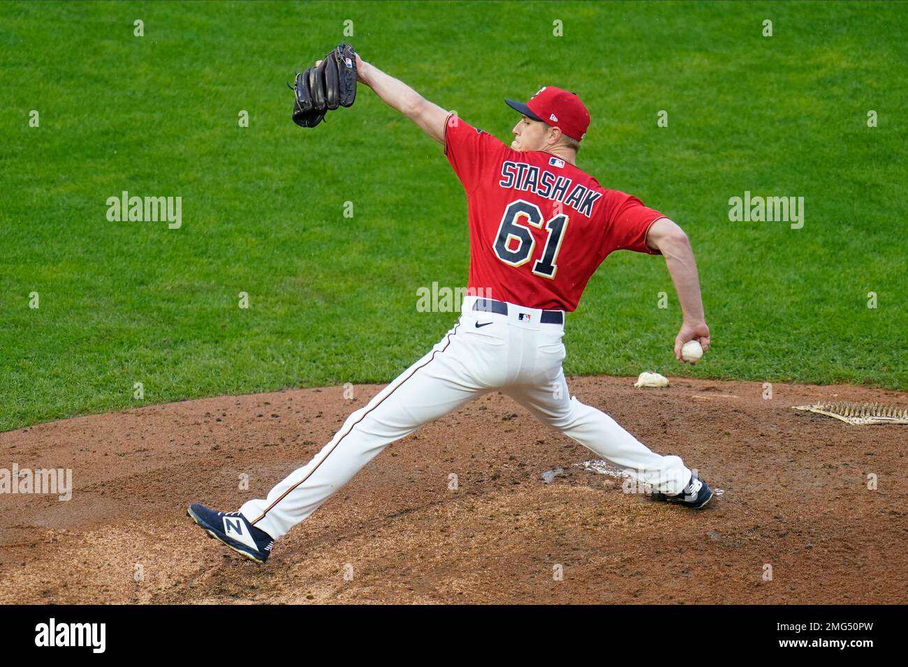 Minnesota Twins' Cody Stashak throws to the Seattle Mariners at a baseball  game Sunday, April 11, 2021, in Minneapolis. (AP Photo/Bruce Kluckhohn  Stock Photo - Alamy