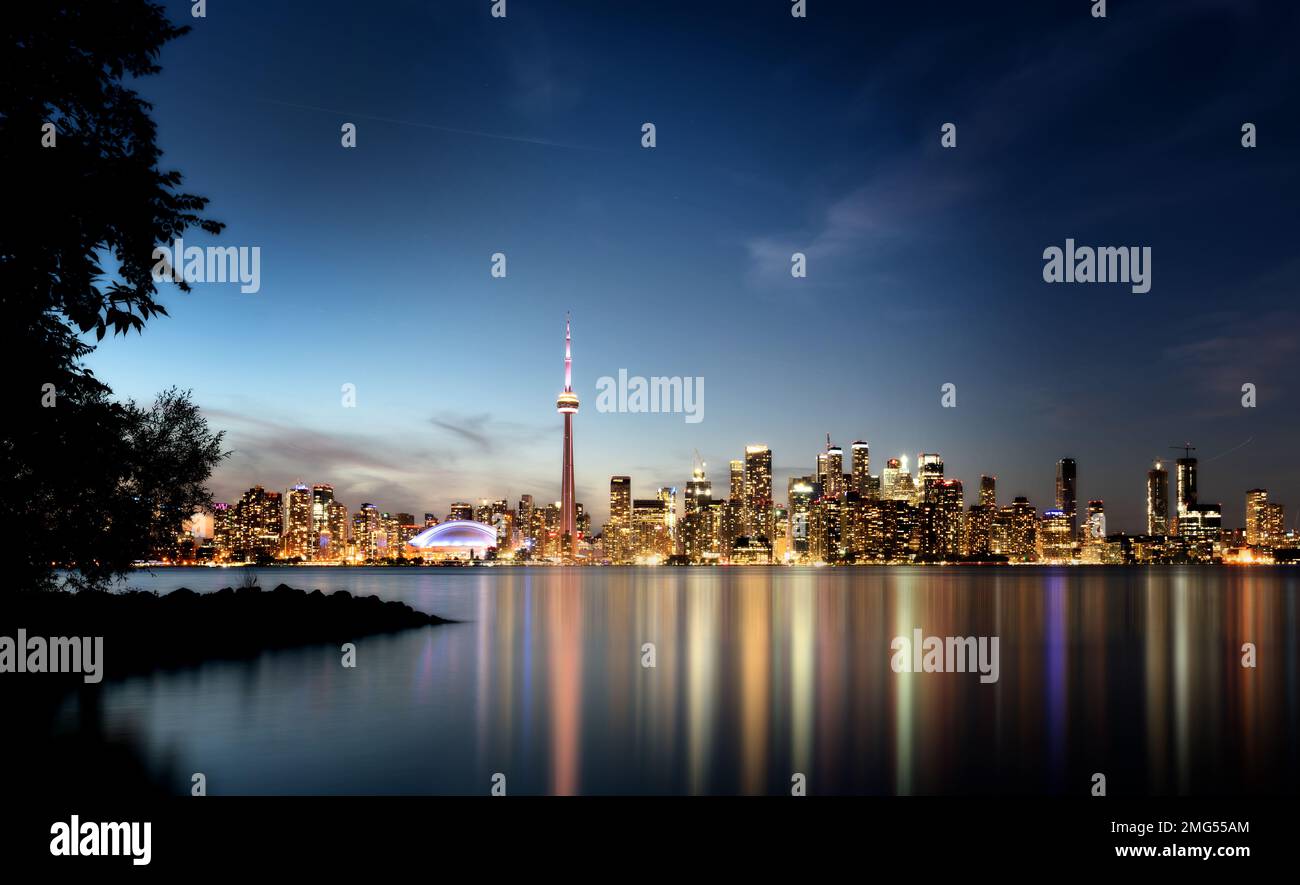 Toronto Downtown City skyline Ontario Canada Night Stock Photo