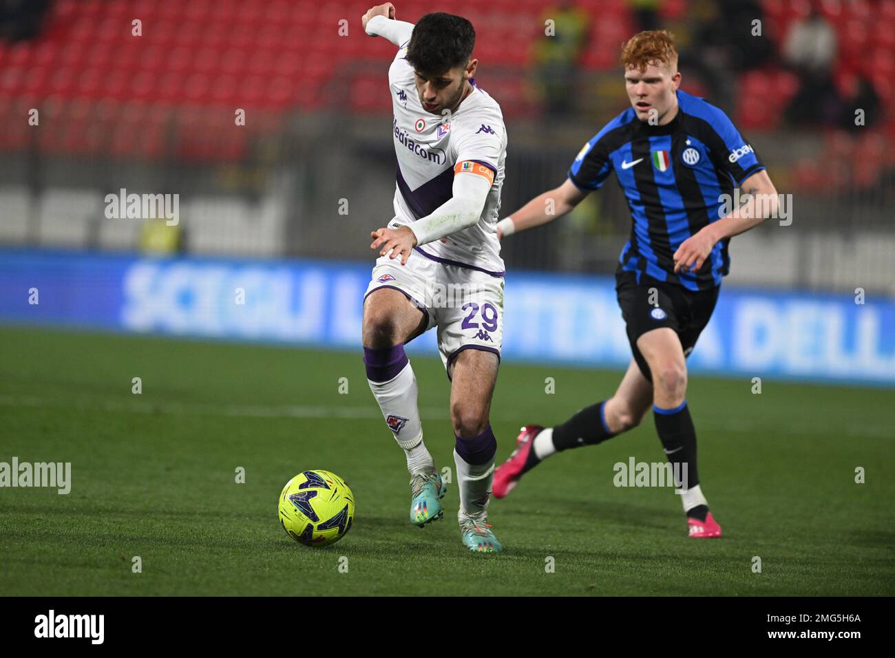 Monza, Italy. 25th Jan, 2023. Eljon Toci of Acf Fiorentina during the Supercoppa Italiana primavera 1 to the Italian football, match between Inter FC Internazionale ACF Fiorentina on 25 of January 2023 at at U-Power Stadium in Monza, Italy. Photo Tiziano Ballabio Credit: Tiziano Ballabio/Alamy Live News Stock Photo