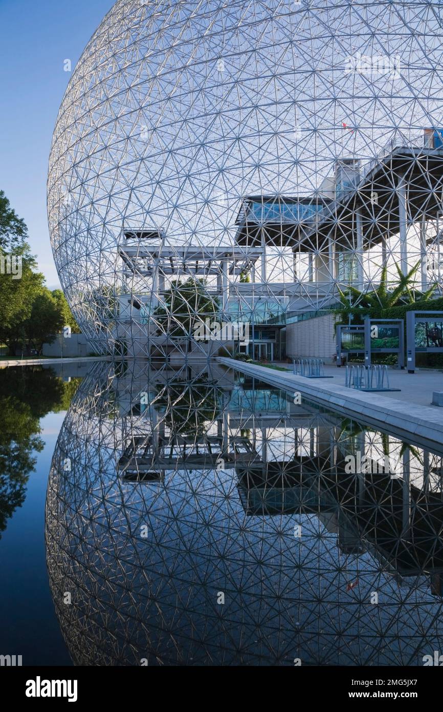 The Biosphere museum at dawn at Jean-Drapeau Park on Ile Sainte-Helene, Montreal, Quebec, Canada. Stock Photo