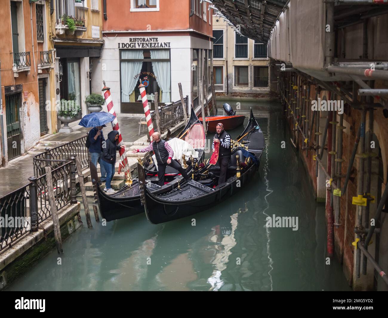 Gondola stop near Ristorante Ai Dogi Veneziani Venice Italy Stock Photo