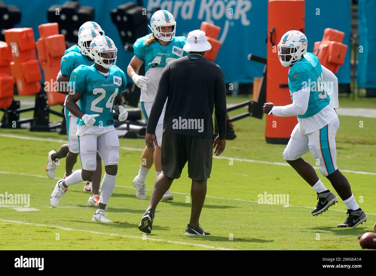 Miami Dolphins cornerback Byron Jones (24) during the second half of an NFL  football game against the Las Vegas Raiders, Sunday, Sept. 26, 2021, in Las  Vegas. (AP Photo/David Becker Stock Photo - Alamy