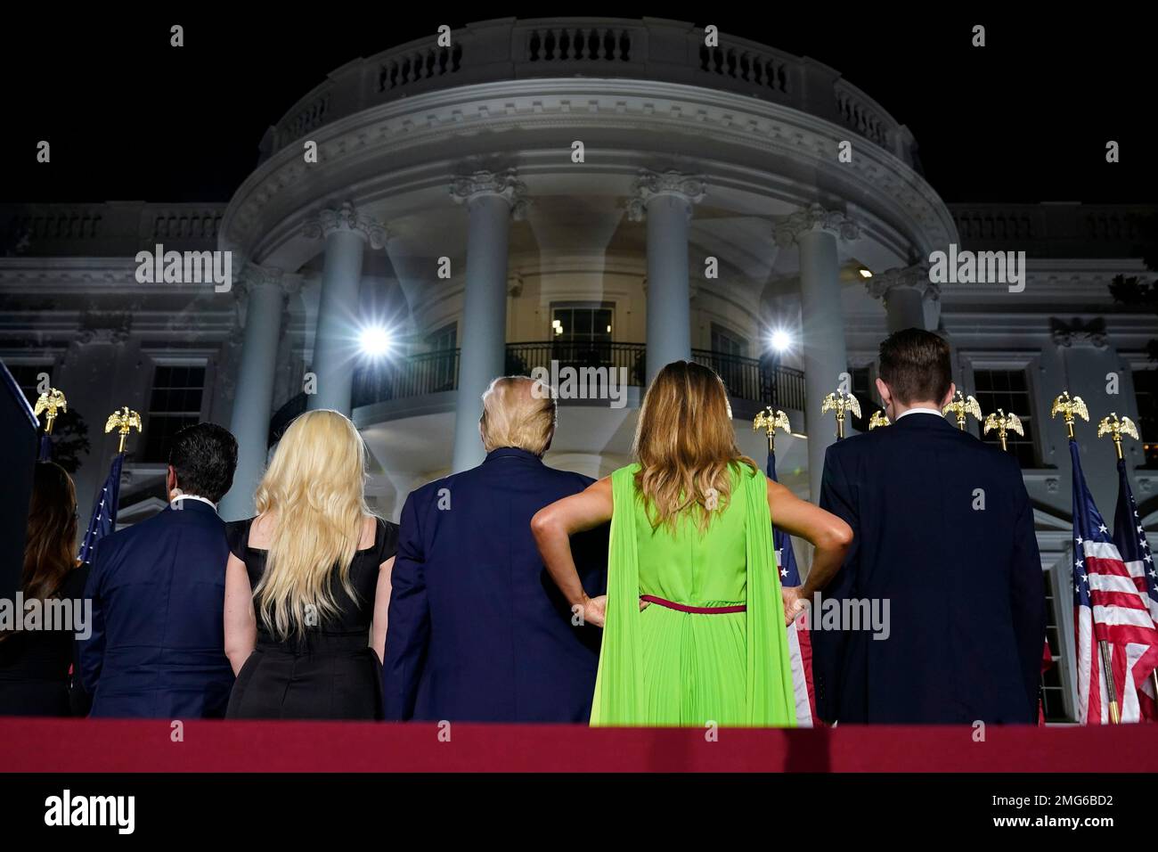From left, Donald Trump Jr., Tiffany Trump, President Donald Trump