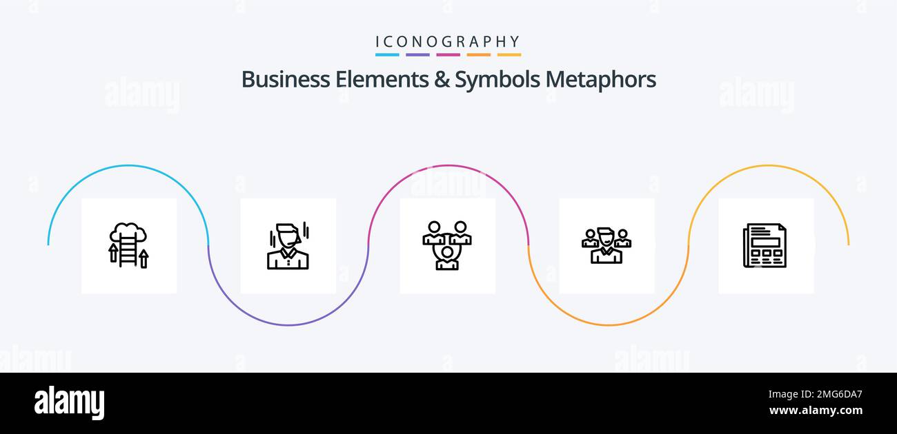 Business Elements And Symbols Metaphors Line 5 Icon Pack Including report. manager. man. user. communication Stock Vector
