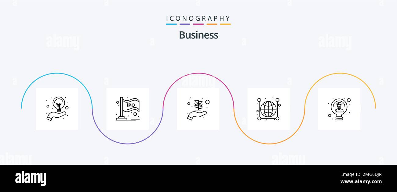 Business Line 5 Icon Pack Including idea. connections. chart. worldwide ...
