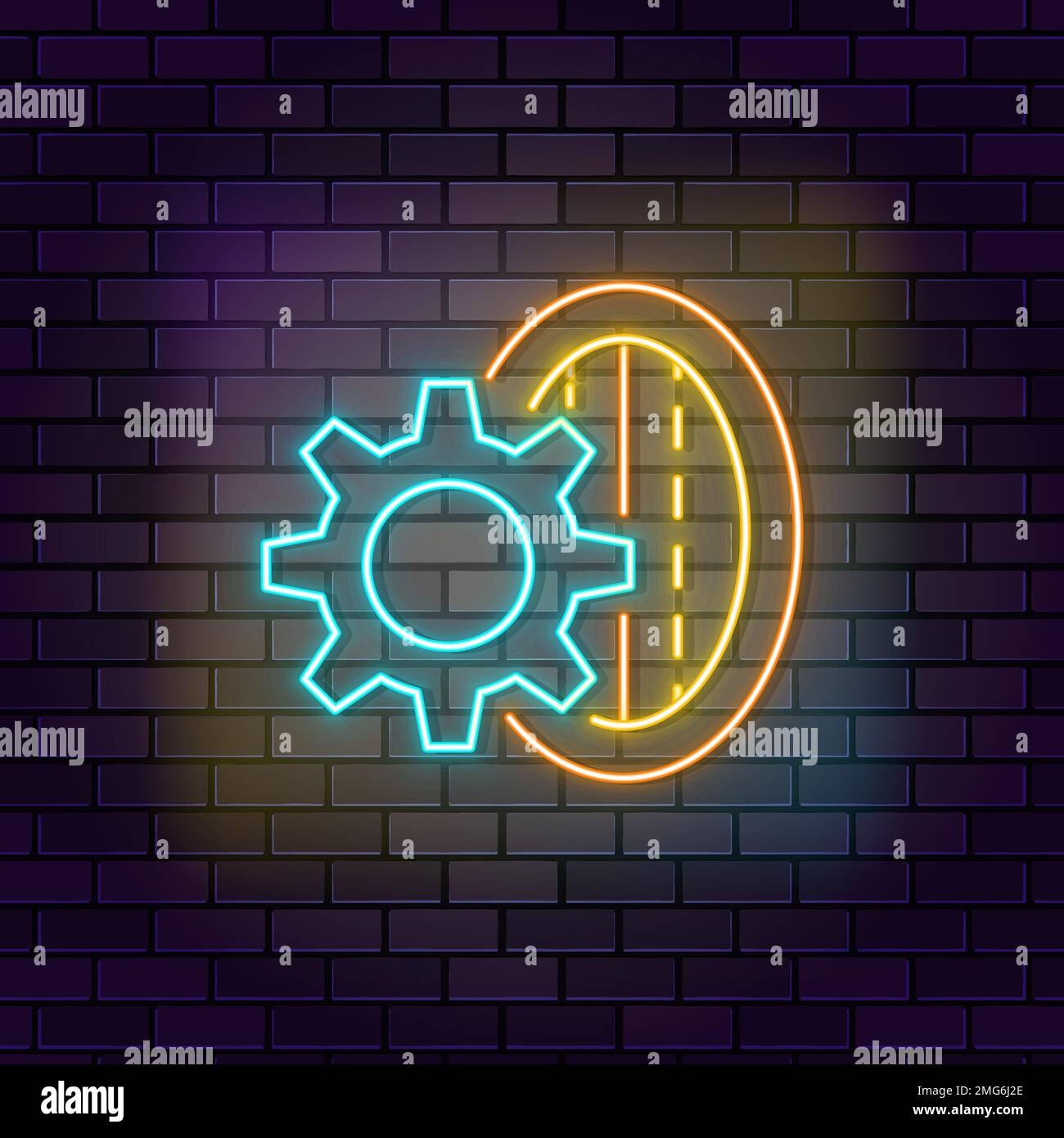 Startup, business, edit neon vector icon on dark wall background. Neon ...