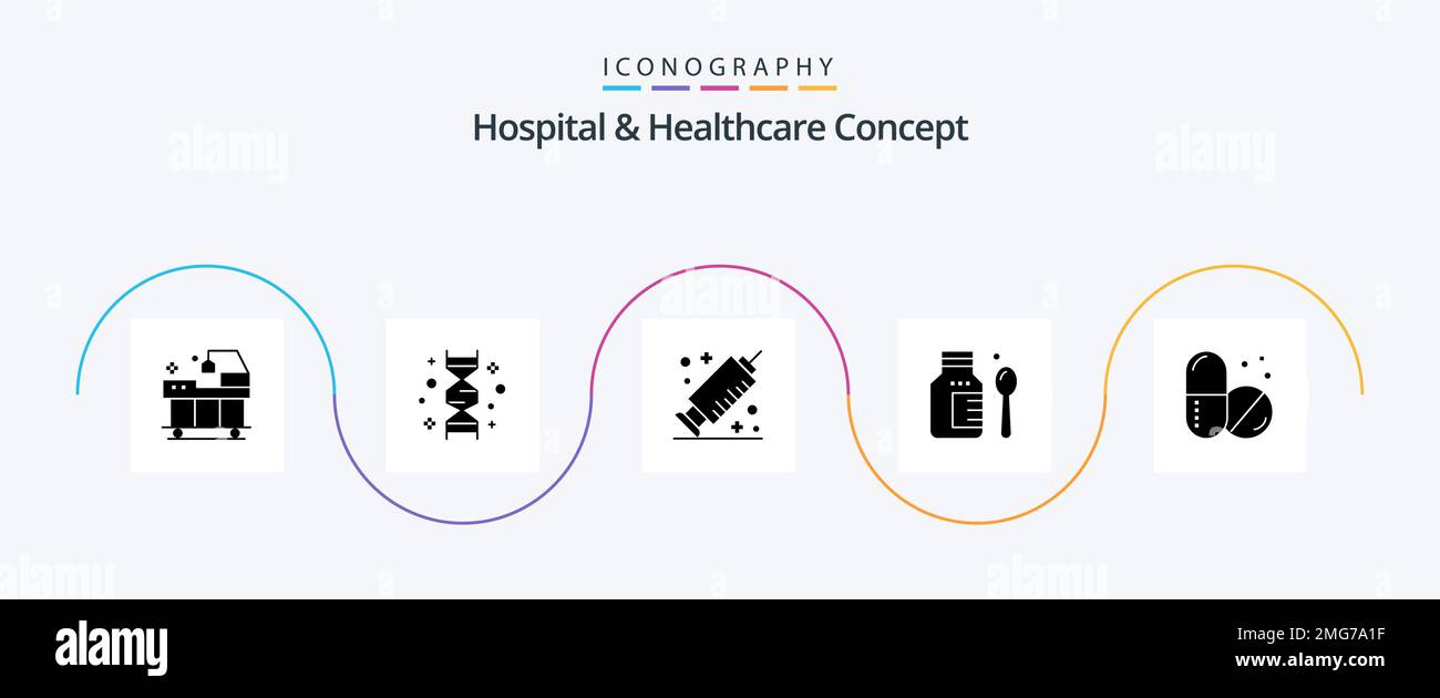 Hospital and Healthcare Concept Glyph 5 Icon Pack Including . genome