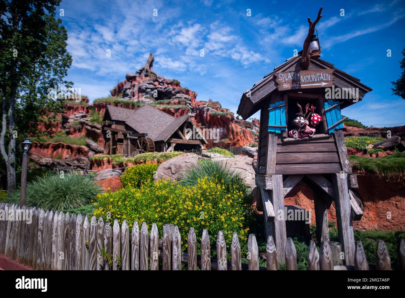 The exterior of the Splash Mountain attraction is seen at Walt Disney
