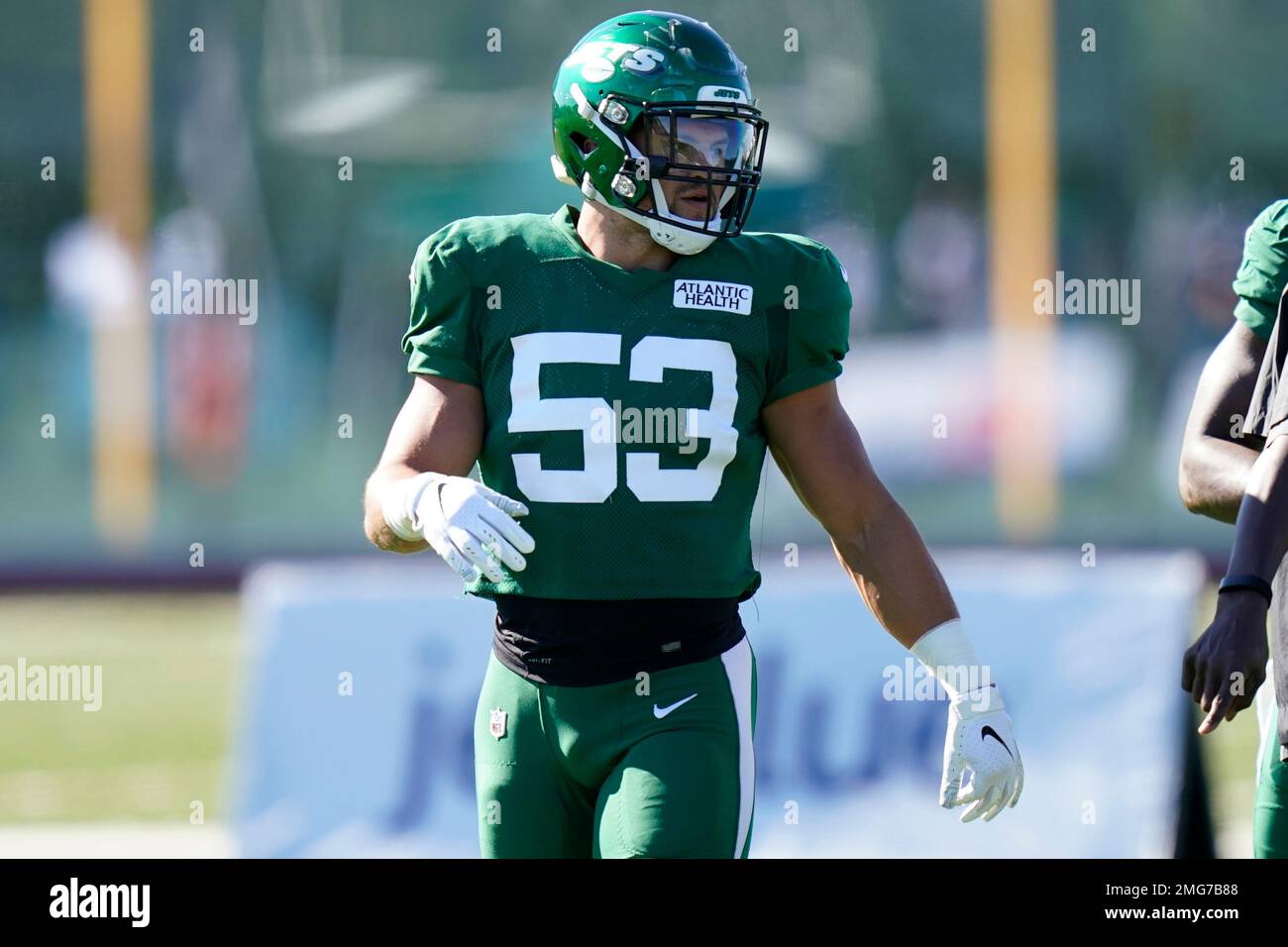 New York Jets linebacker Noah Dawkins (56) in action against the