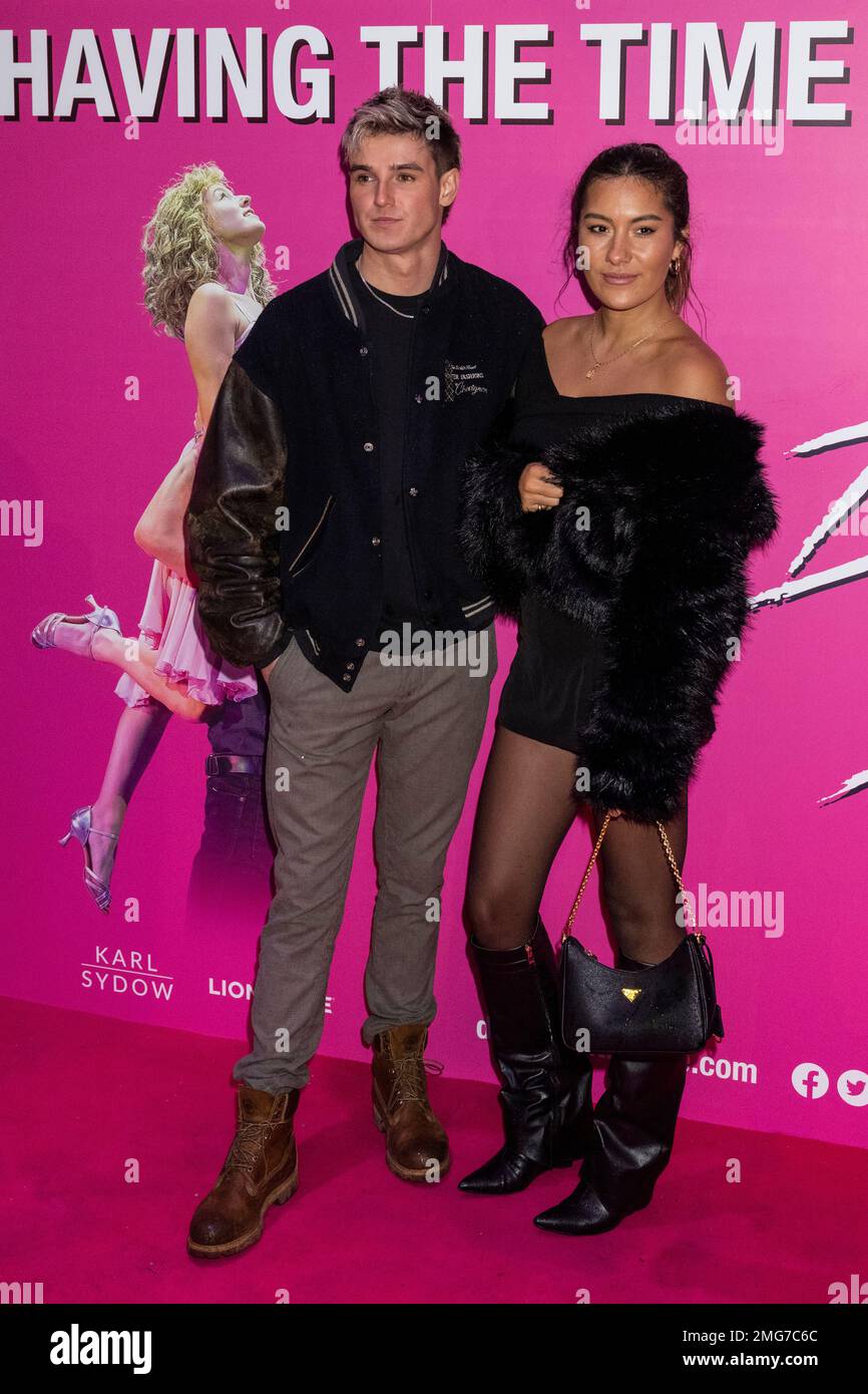 London, UK.  25 January 2023. Sam Prince, Made in Chelsea, and Inga Valentiner, Made in Chelsea, attend the press night for Dirty Dancing – The Classic Story on Stage.  The show returns to the capital at the West End’s Dominion Theatre until 29th April. Credit: Stephen Chung / EMPICS / Alamy Live News Stock Photo
