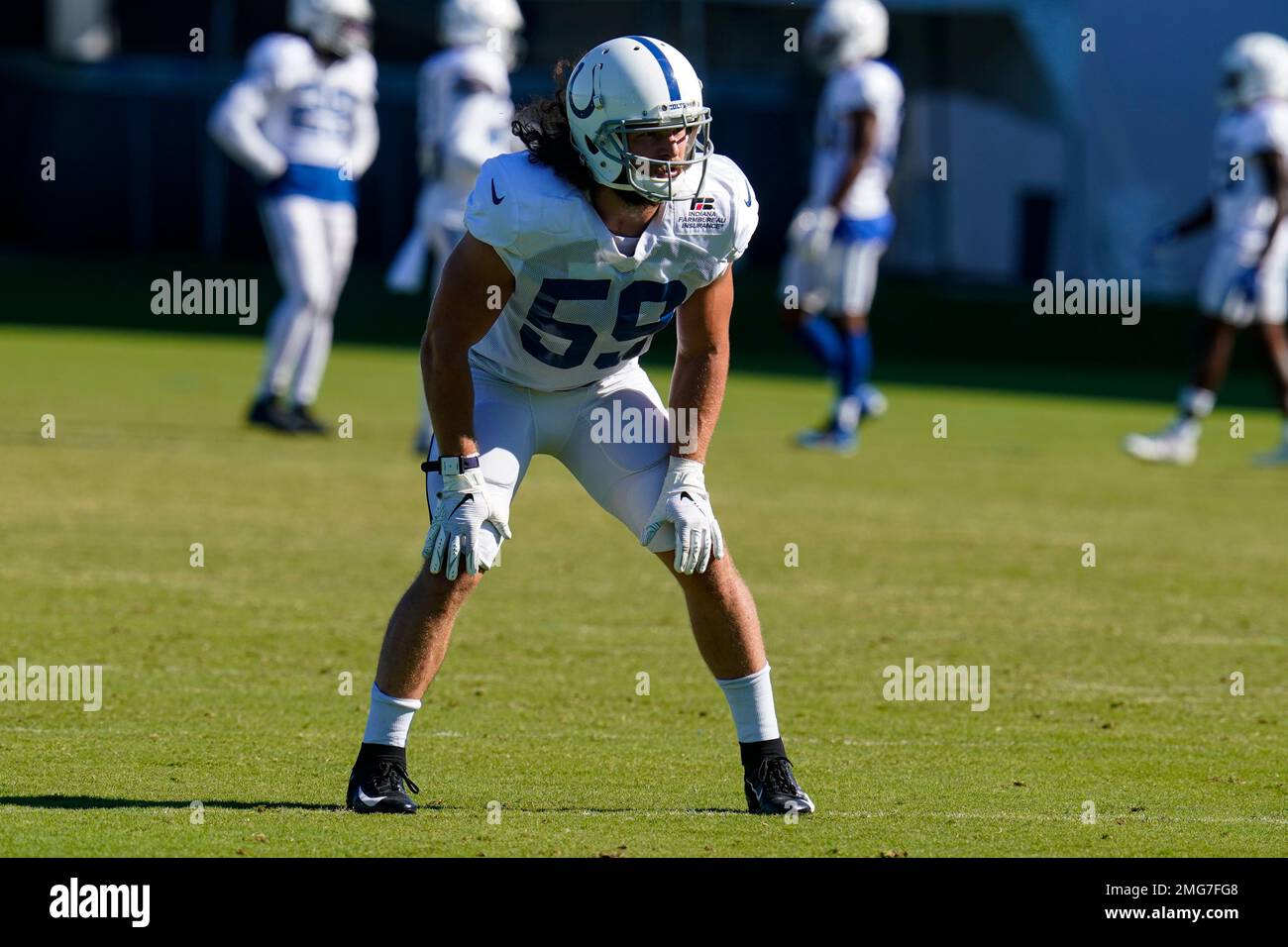 INDIANAPOLIS, IN - DECEMBER 18: Indianapolis Colts Linebacker Jordan  Glasgow (59) walks off the field at the conclusion of the NFL football game  between the New England Patriots and the Indianapolis Colts