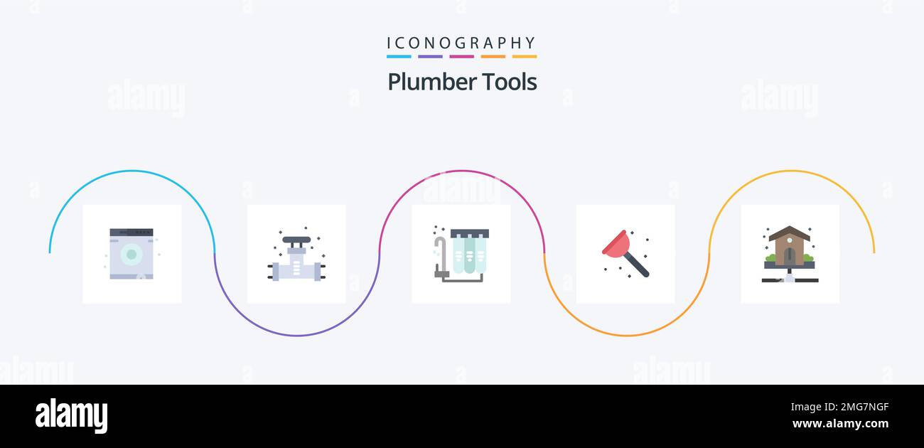 Plumber Flat 5 Icon Pack Including pipe. service. filter. repair ...