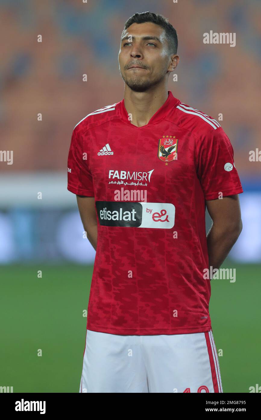 EGYPT, CAIRO, 24 January 2023 - Mohamed Sherif of Al Ahly SC looks on during the Egypt Premier League match between Al Ahly SC and National Bank of Eg Stock Photo