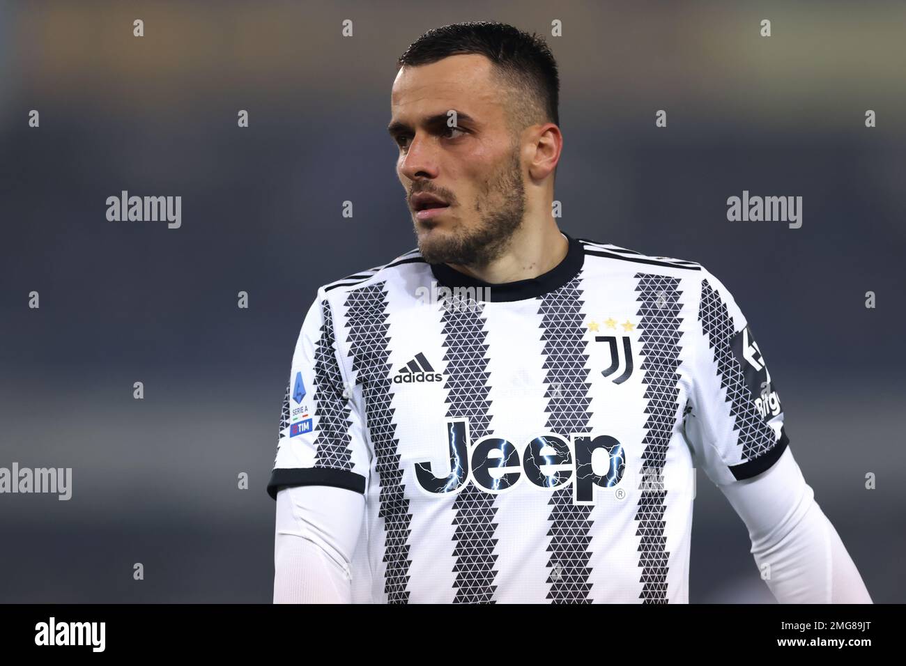 Verona, Italy, 10th November 2022. Filip Kostic of Juventus looks on during the Serie A match at Stadio Marcantonio Bentegodi, Verona. Picture credit should read: Jonathan Moscrop / Sportimage Stock Photo