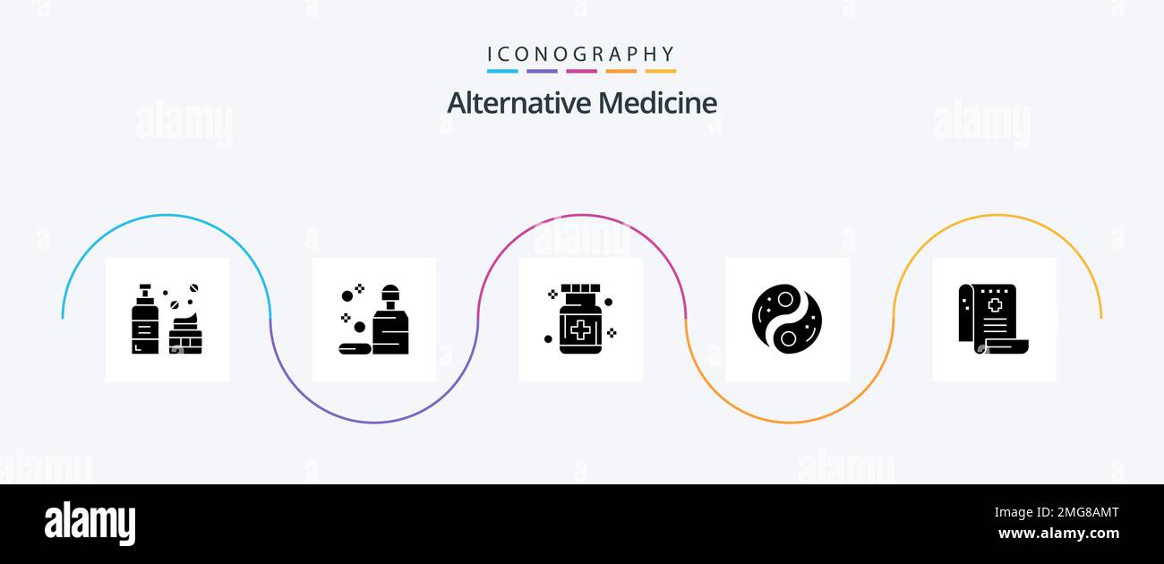 Alternative Medicine Glyph 5 Icon Pack Including yin. unity. care