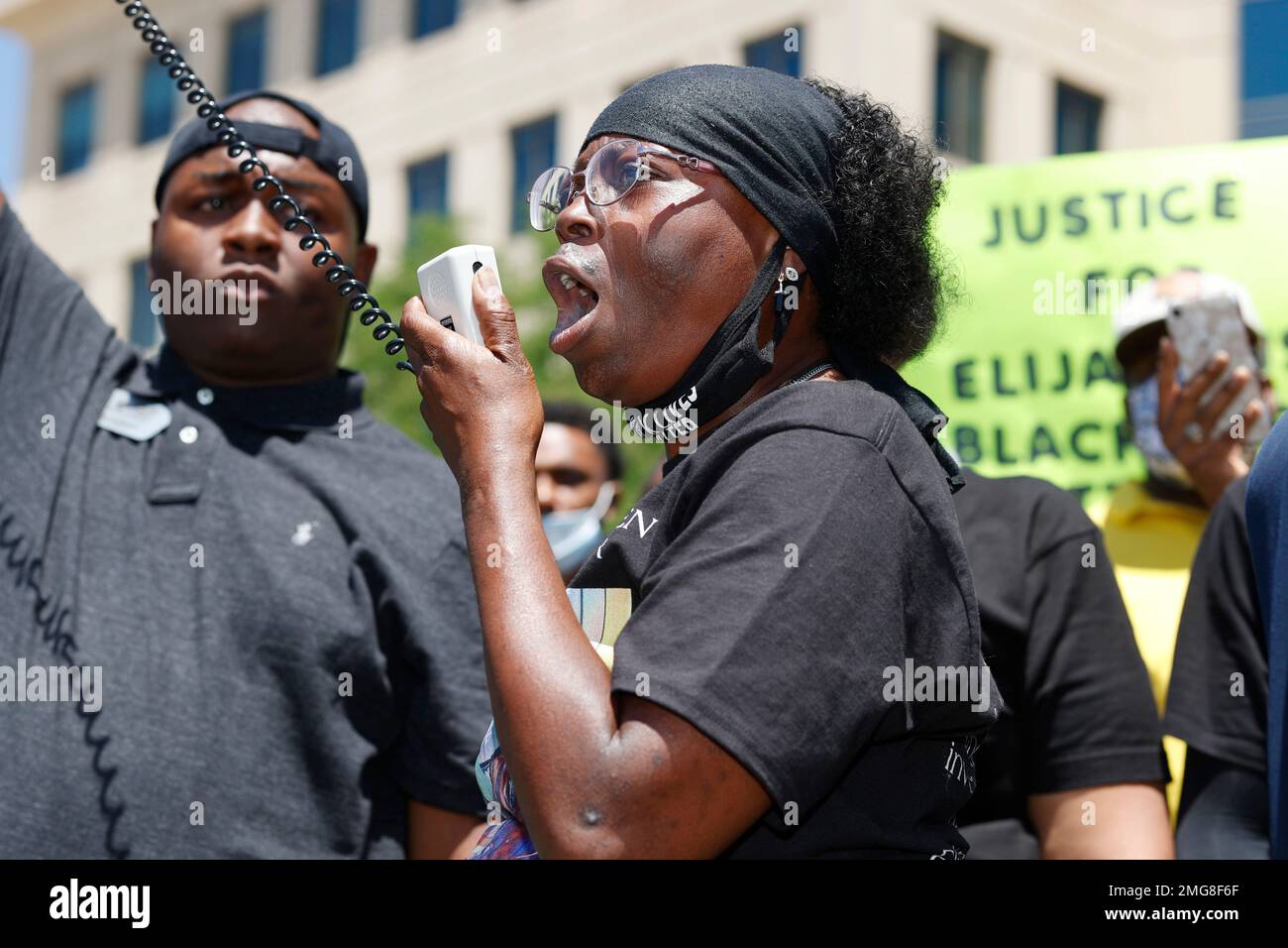 FILE In this June 27, 2020, file photo, Sheneen McClain speaks during(02)