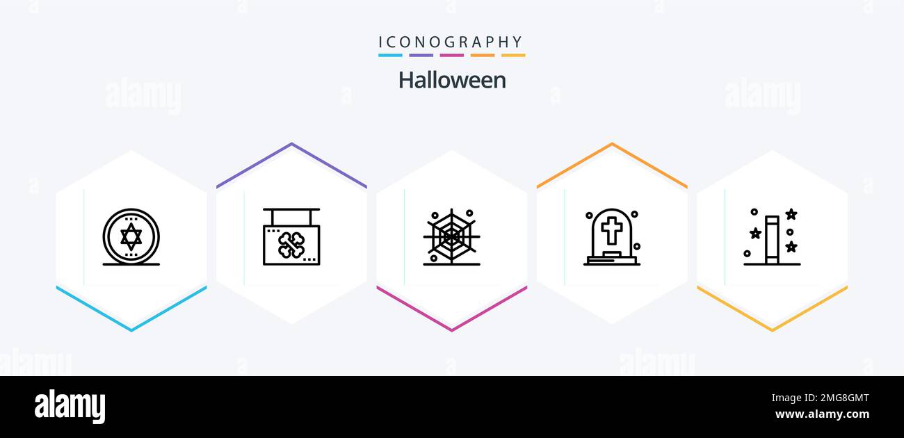 Halloween 25 Line icon pack including magic wand. halloween. halloween. tombstone. ghost Stock Vector