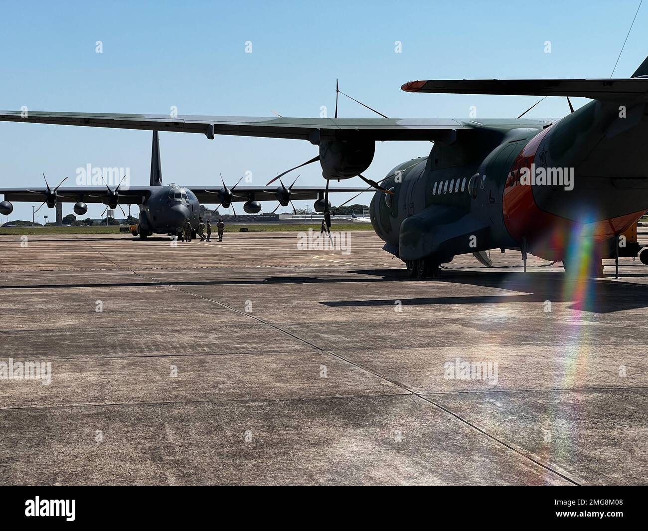 An HC130J Combat King II search and rescue aircraft, rear, assigned to