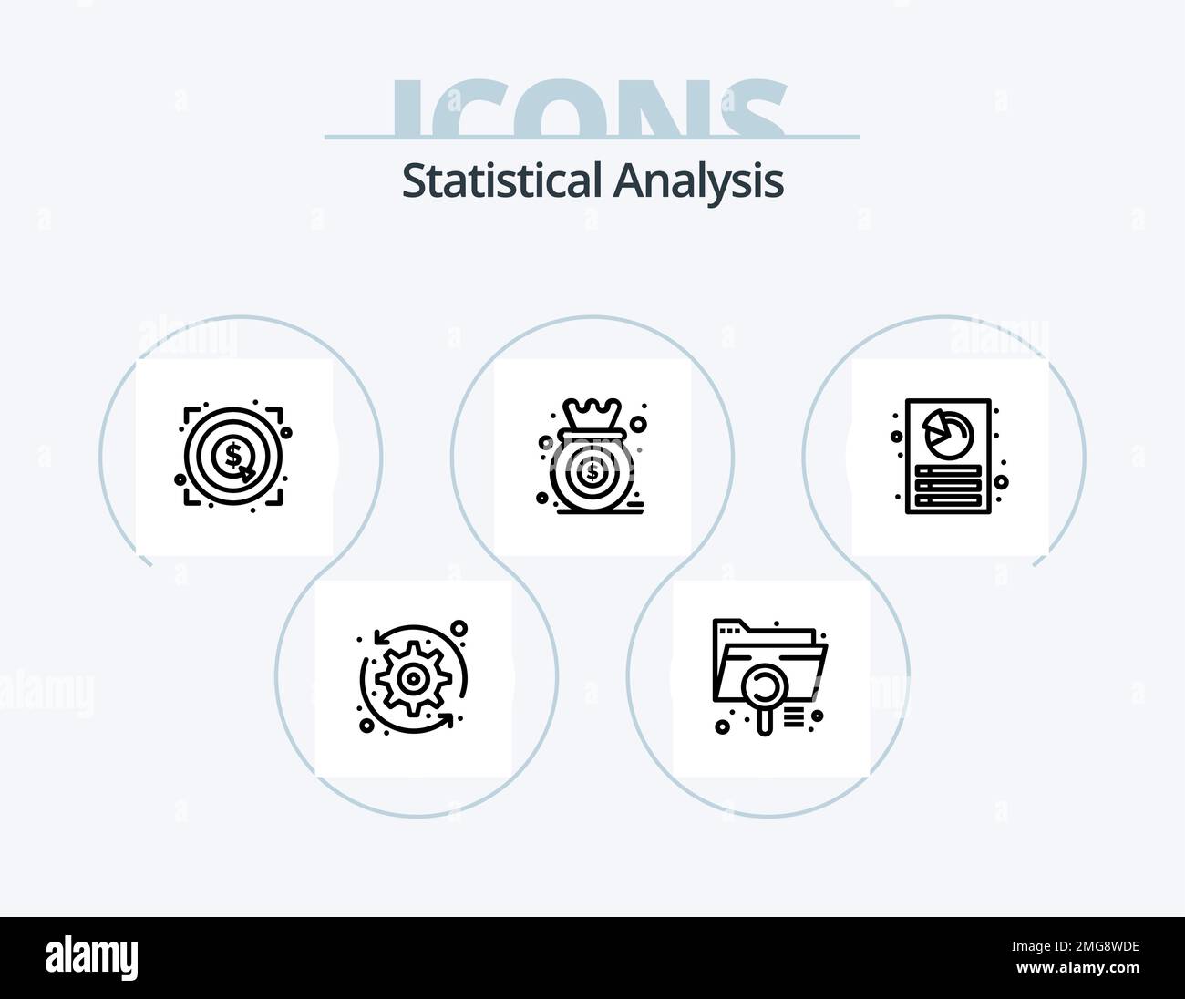 Statistical analysis line icon pack 5 icon design diagram analysis
