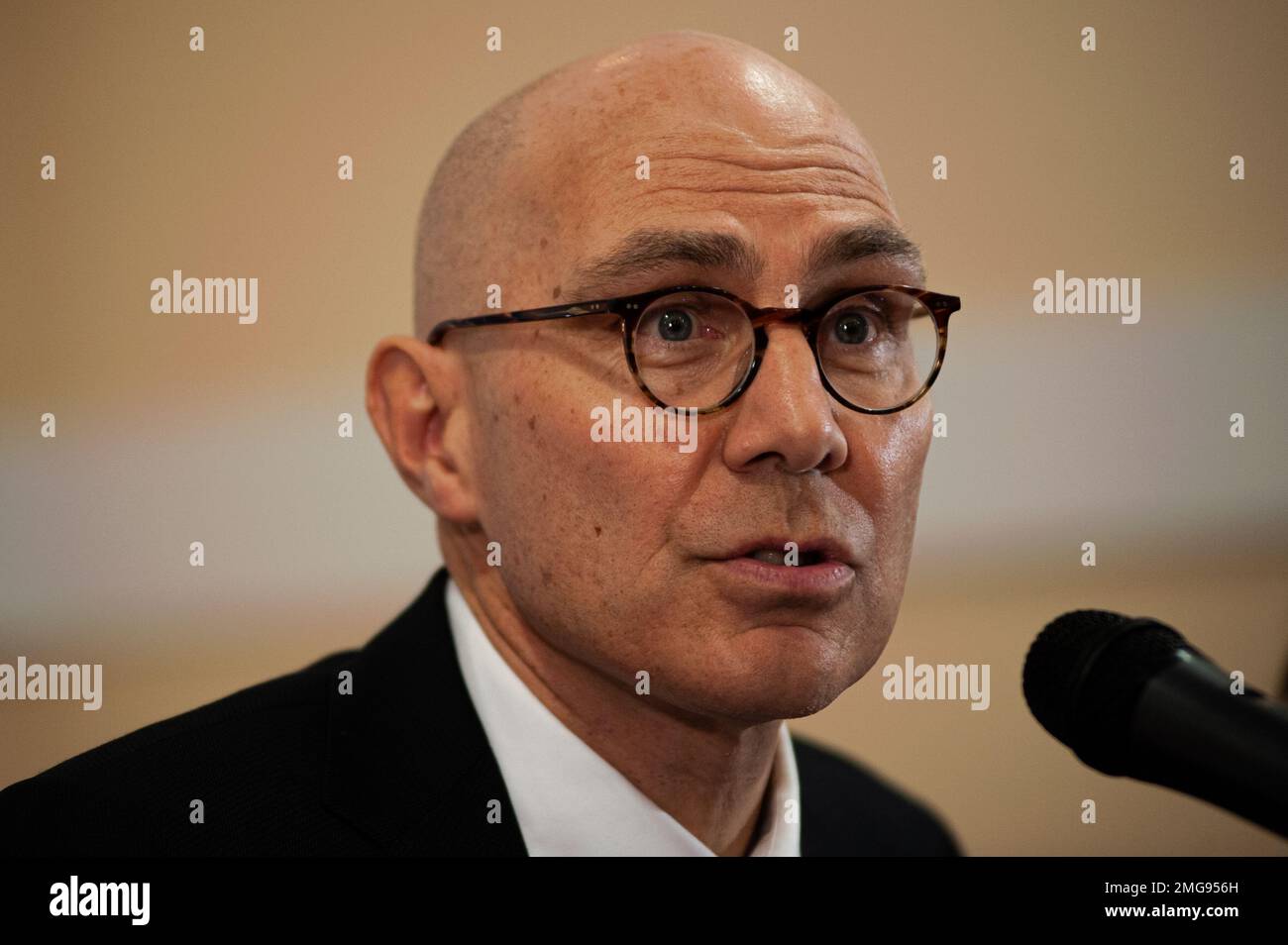 United Nations High Commissioner for Human Rights Volker Turk during a press conference in Bogota, Colombia, on January 25, 2022. Photo by: Chepa Beltran/Long Visual Press Stock Photo