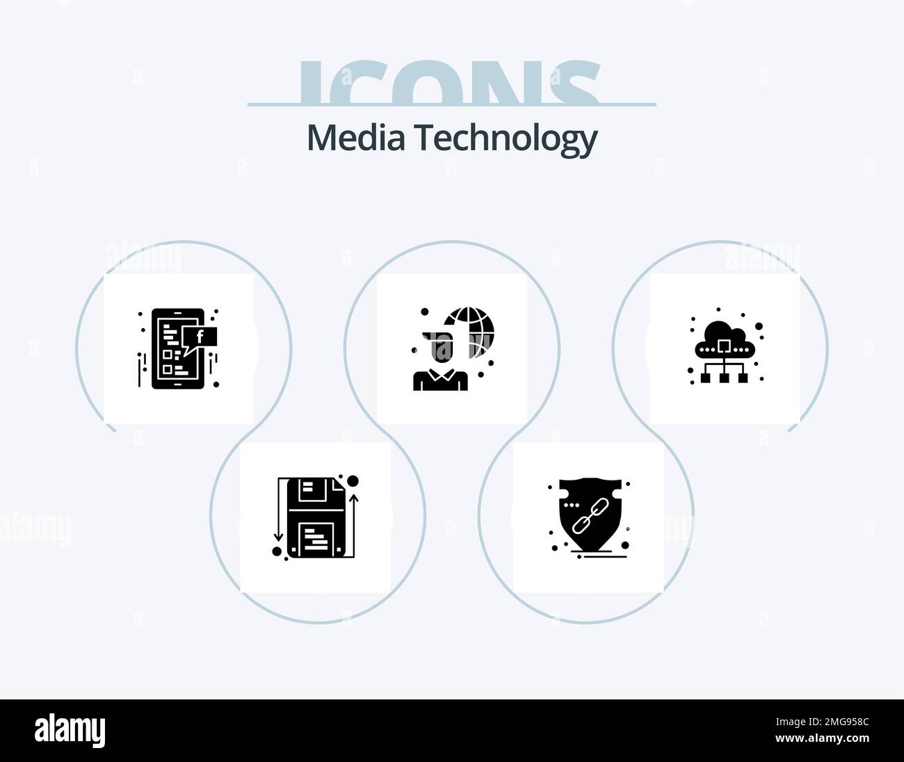 Media Technology Glyph Icon Pack 5 Icon Design. cloud. laptop. shield ...