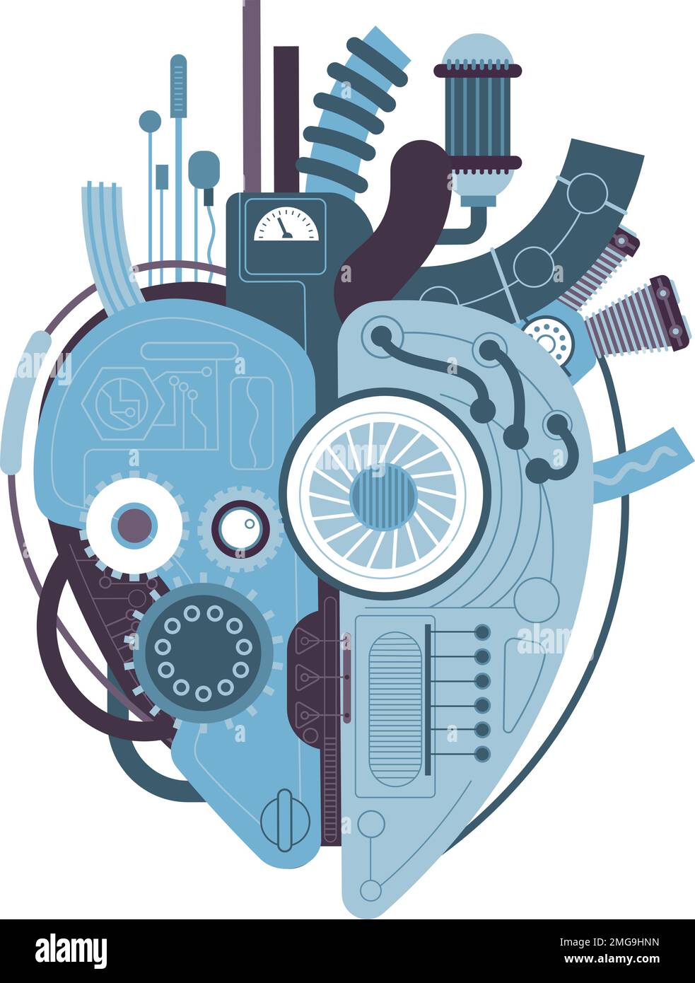 Mechanical heart. Machine heart, love motor industrial pump complex