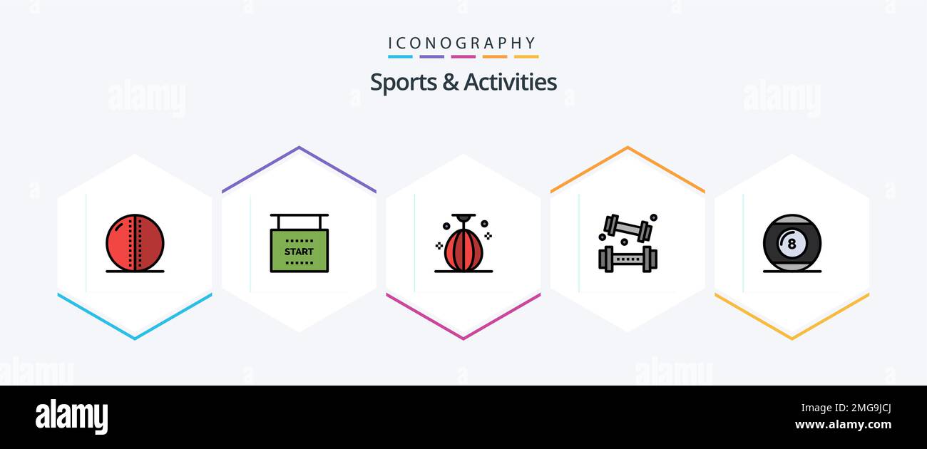 Sports and Activities 25 FilledLine icon pack including lifting