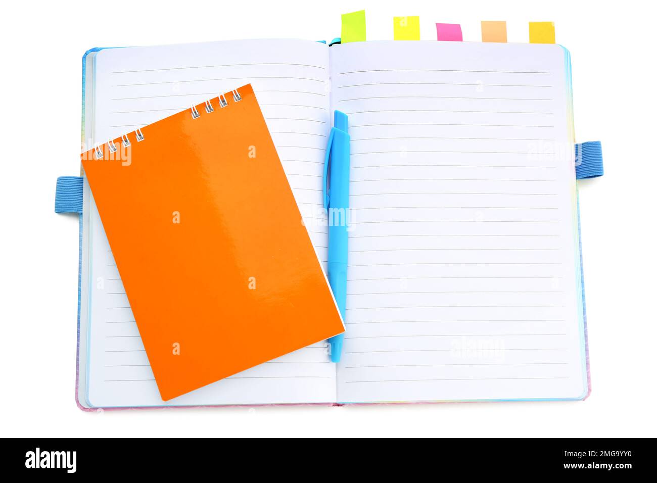 Notebooks with pen isolated on white background Stock Photo