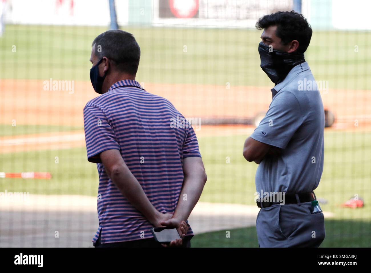 Boston Red Sox president Sam Kennedy, left, and chief baseball officer