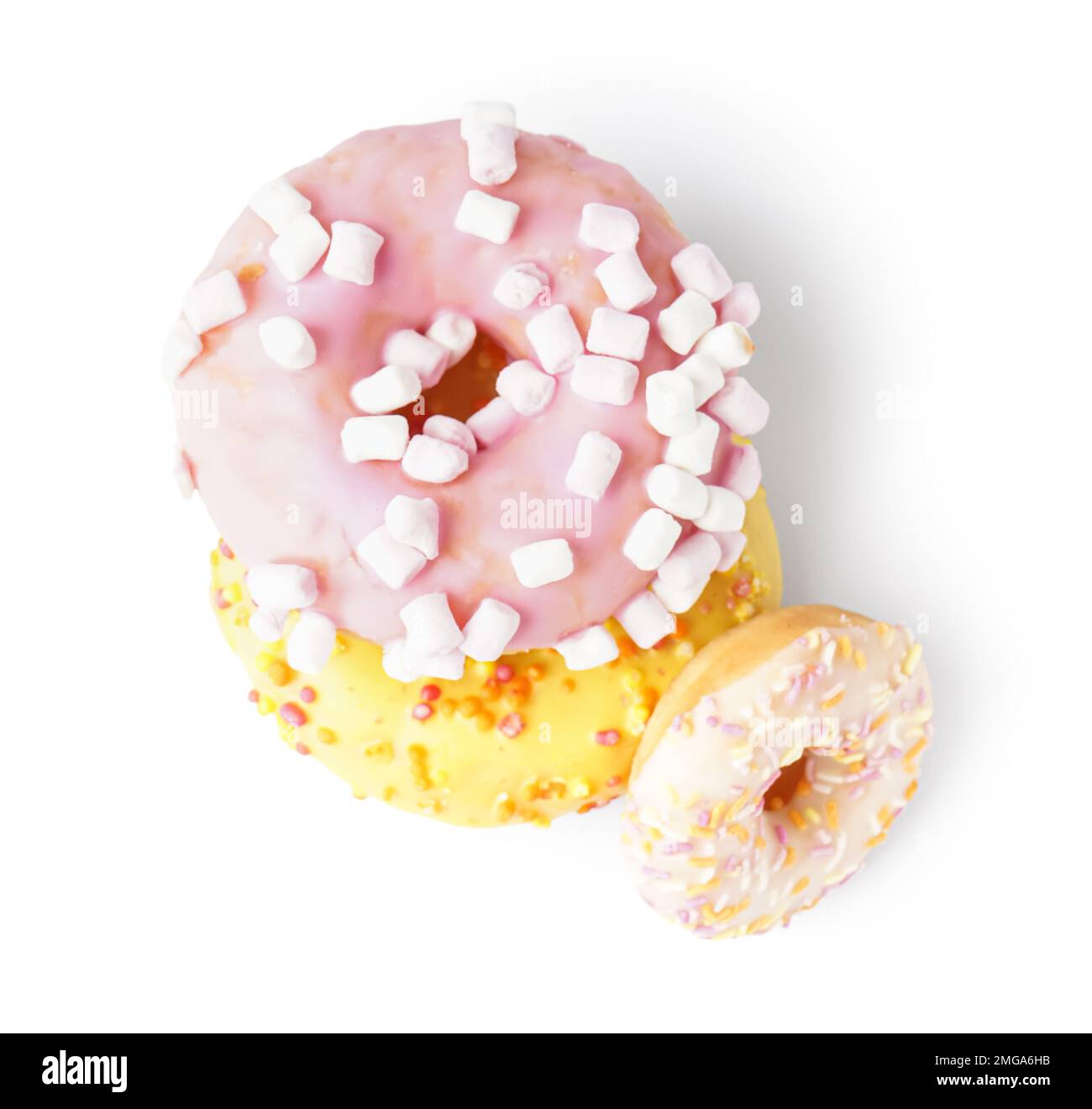 Delicious glazed donuts isolated on white background Stock Photo - Alamy
