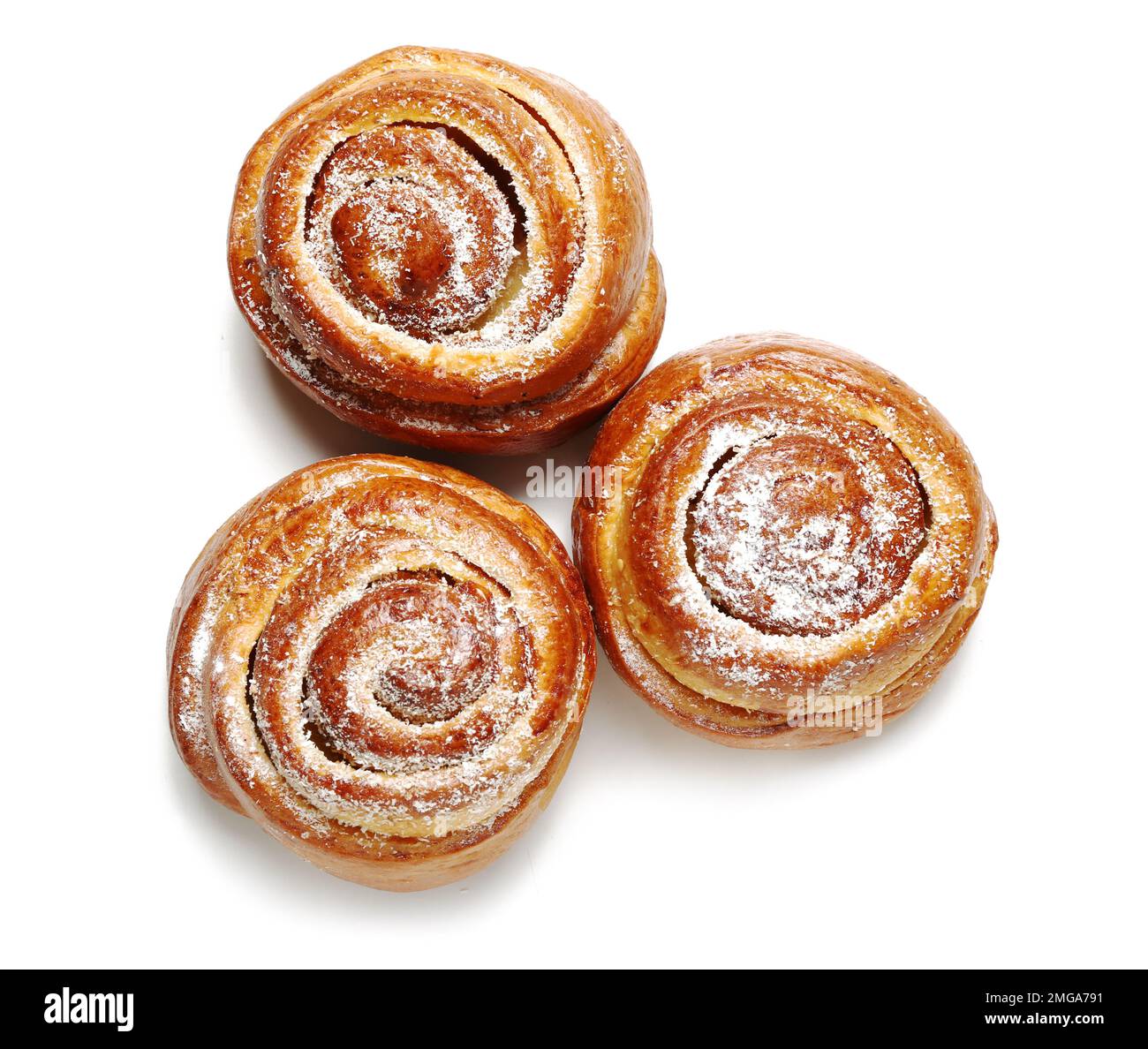 Delicious cinnamon rolls isolated on white background Stock Photo - Alamy