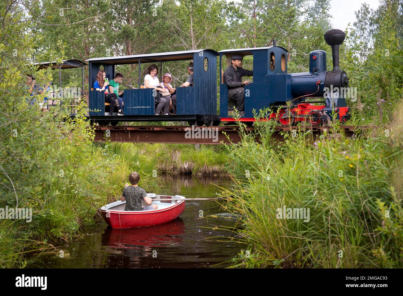 Russian Mini Train A miniature steam train runs across a bridge on Pavel Chilin's ...