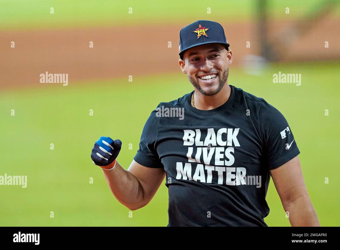 Houston Astros center fielder George Springer smiles during batting  practice before a baseball game against the Seattle Mariners Friday, July  24, 2020, in Houston. (AP Photo/David J. Phillip Stock Photo - Alamy