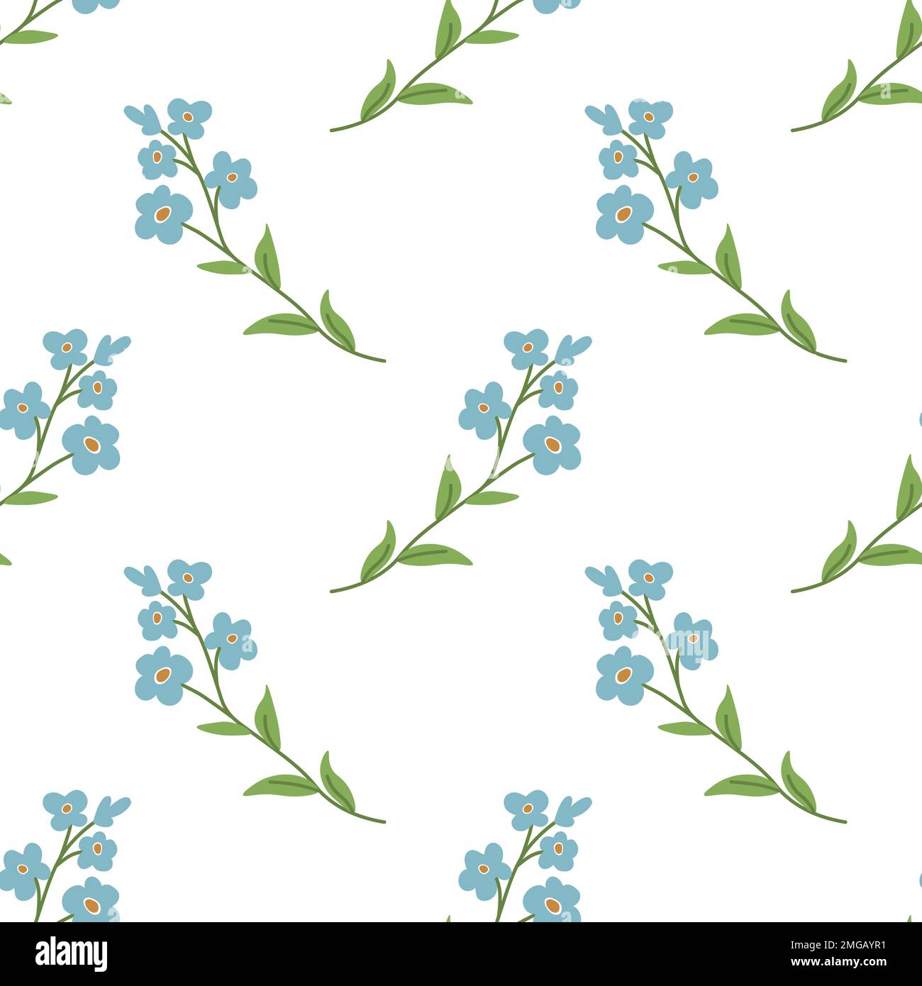 Seamless forget-me-not vector floral pattern Stock Vector