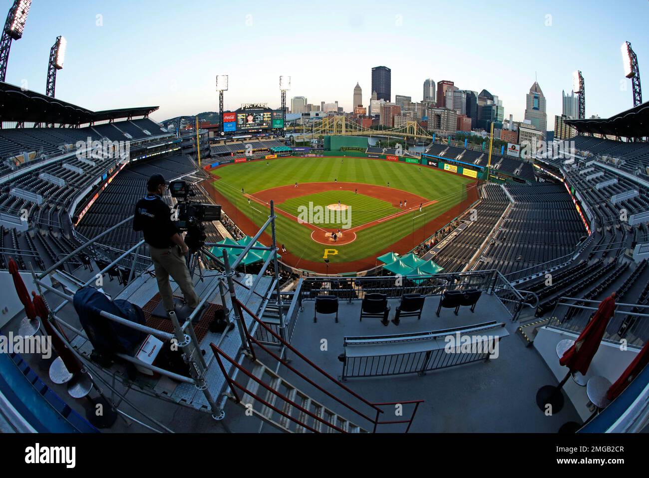 The Cleveland Indians and the Pittsburgh Pirates play an exhibition
