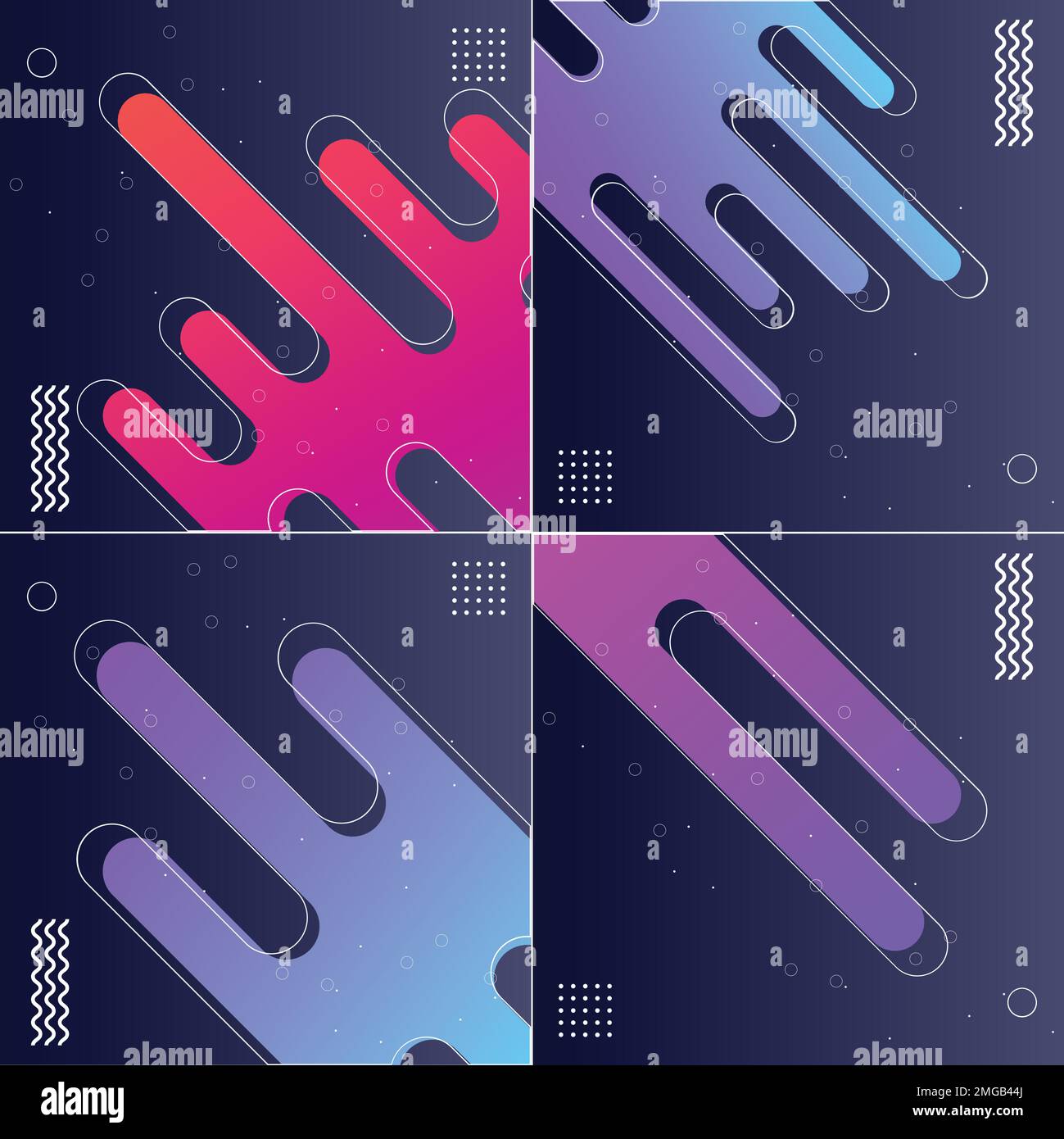 Pack of 4 Modish Backgrounds with Designed Shapes Vector Illustrations Stock Vector