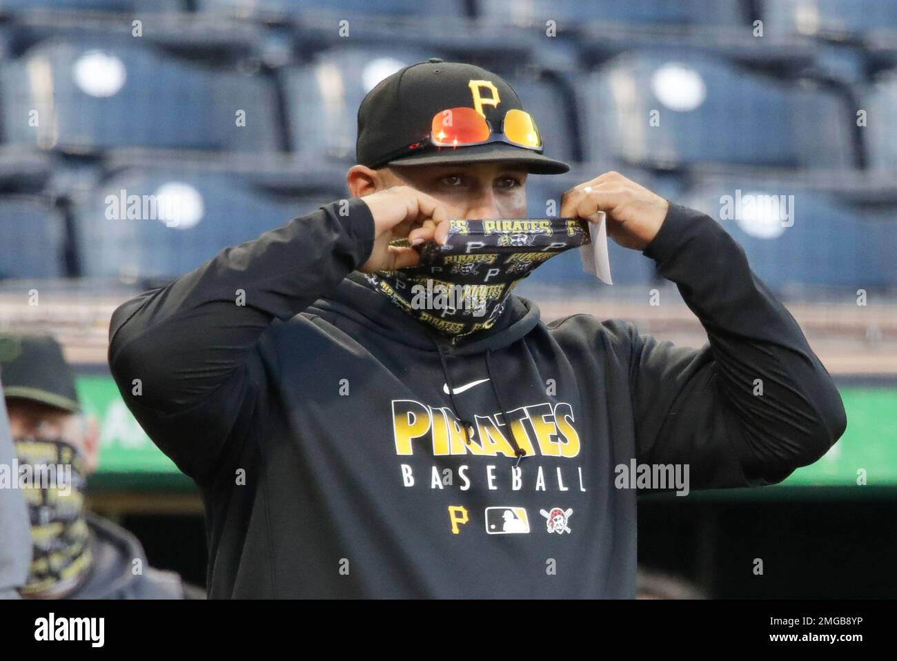 Pittsburgh Pirates pitching coach Oscar Marin watches an intrasquad