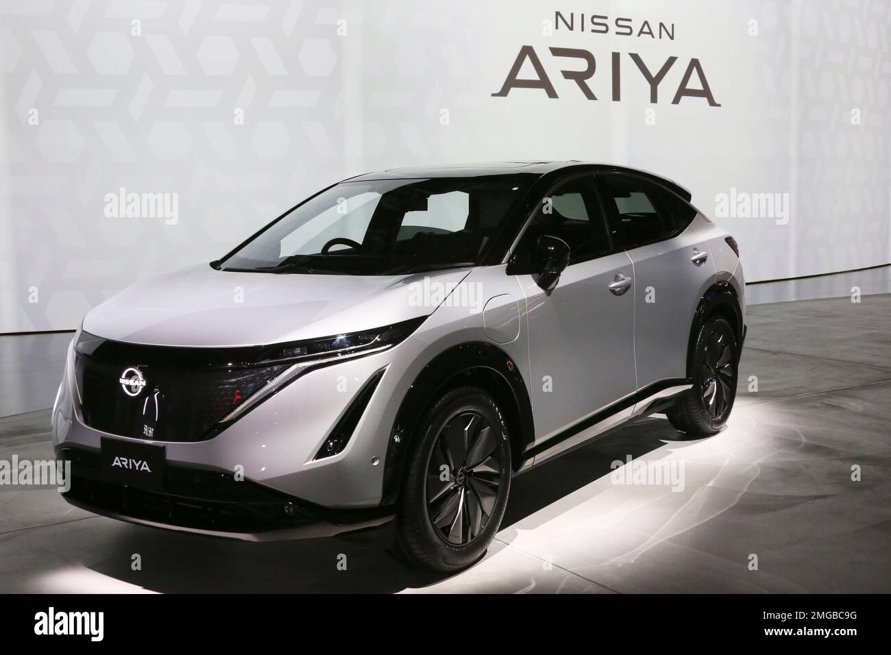 Nissan Motor Co.'s new electric crossover Ariya is displayed at Nissan ...