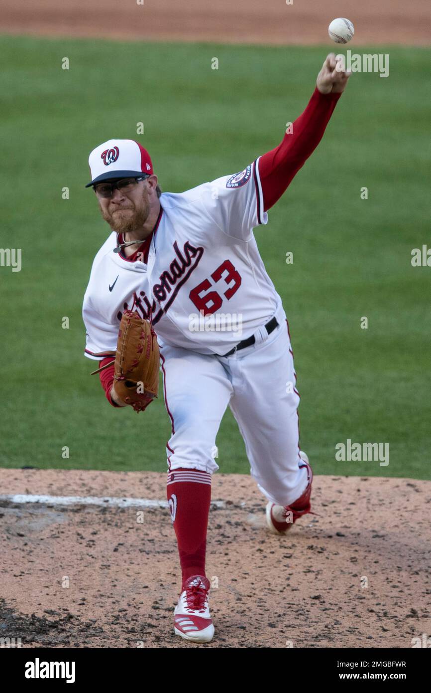 This is a 2023 photo of Sean Doolittle of the Washington Nationals baseball  team. This image reflects the Nationals active roster as of Friday, Feb.  24, 2023, when this image was taken. (